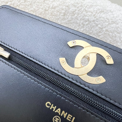 Chanel 23K Wallet on Chain WOC with Charms in Black Caviar and GHW