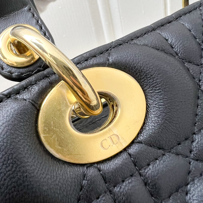 Dior Medium Lady Dior in Black Lambskin and GHW