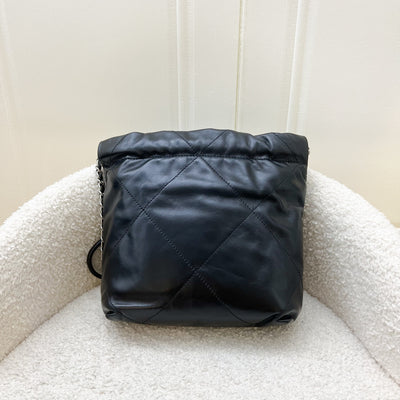 Chanel 22 Mini Hobo Handbag in Black Shiny Calfskin and SHW