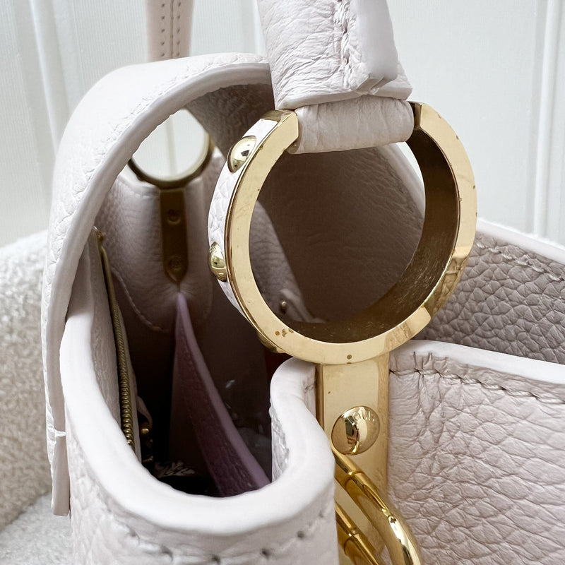 LV Capucines BB in Quartz (Cream) Calfskin, Pink and Cream Enamel and GHW