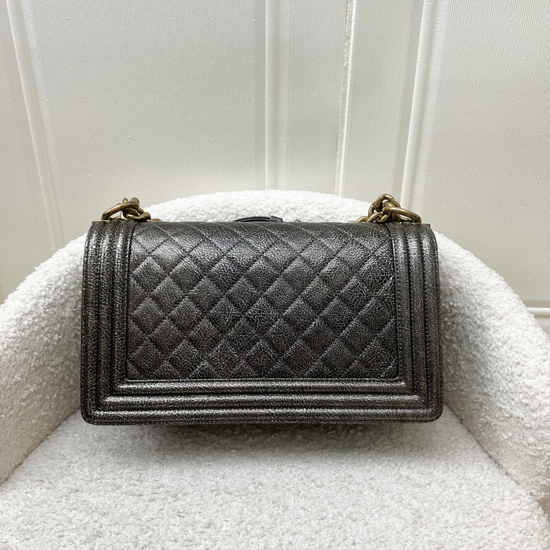 Chanel Medium 25cm Boy Flap in Metallic Crinkled Calfskin and RHW