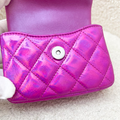 Chanel 24C Micro VIP Clutch in Fuchsia Pink Iridescent Mirror Goatskin SHW