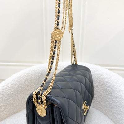 Chanel 22A Seasonal Flap in Black Lambskin and AGHW