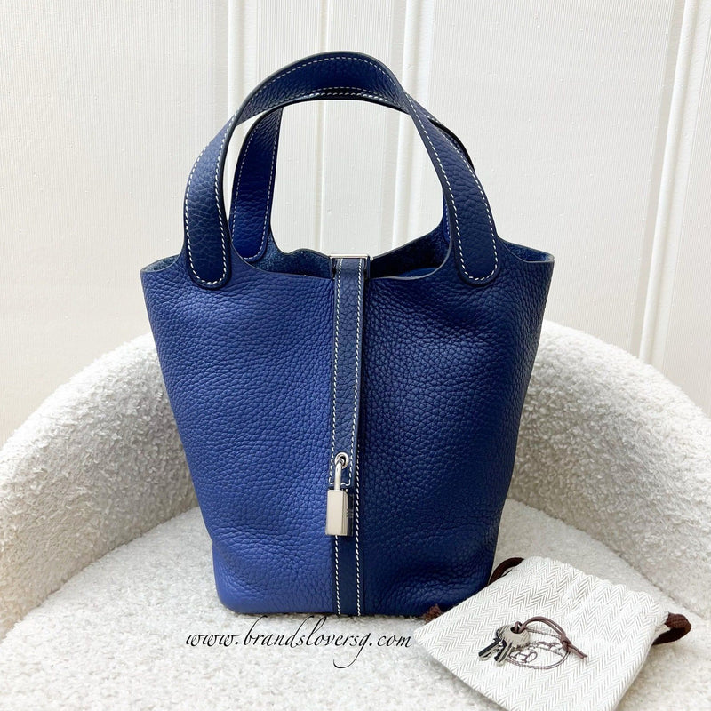 Hermes Picotin 18 in Bleu Saphir / Bleu Brighton Clemence Leather PHW