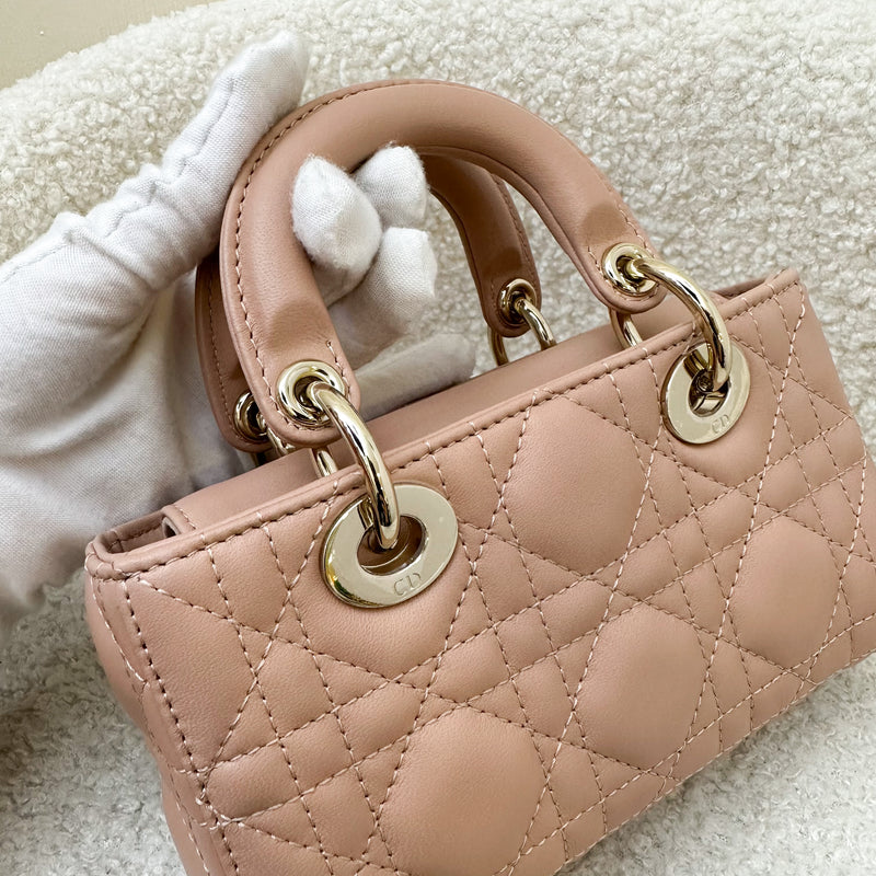 Dior Micro Lady D-Joy Bag in Nude Pink Cannage Lambskin and LGHW