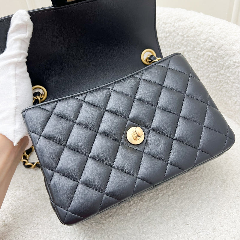 Chanel Seasonal Mini Square Casino Charms in Black Lambskin and AGHW