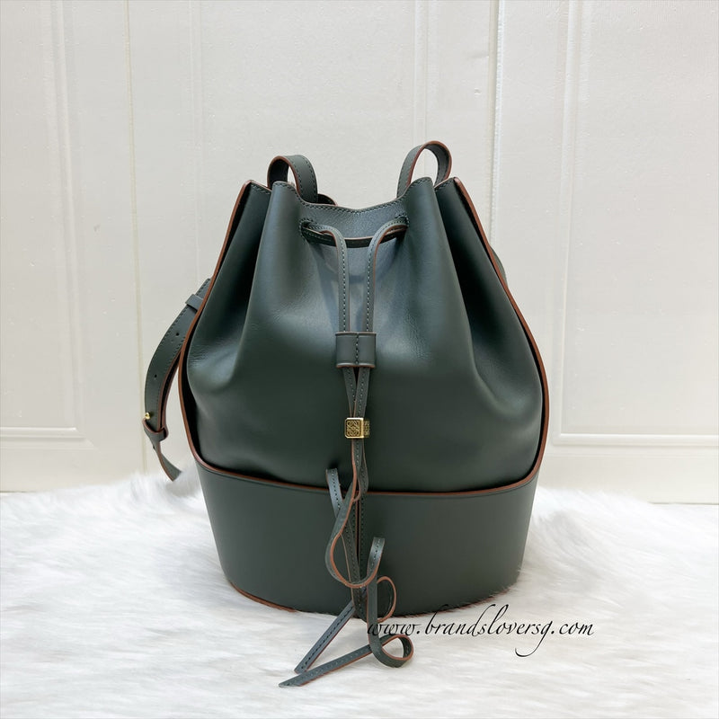 Loewe Balloon Bag in Dark Olive Green Calfskin and GHW