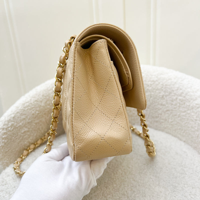 Chanel Medium Classic Flap CF in Beige Caviar and GHW