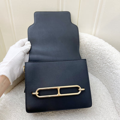 Hermes Mini Roulis in Noir Black Swift Leather and Permabrass (Light Gold) Hardware