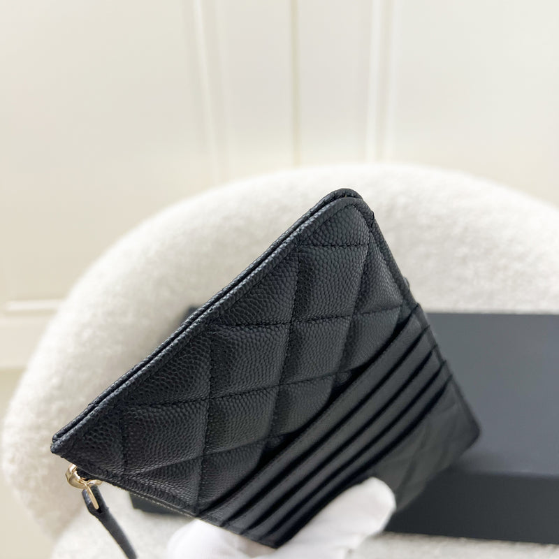 Chanel Classic Phone Pouch / Holder in Black Caviar and LGHW