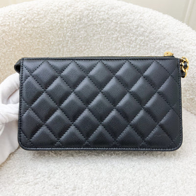 Chanel Wristlet Clutch in Black Caviar and GHW