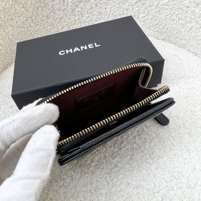 Chanel Card Holder / Coin Wallet in Black Caviar and LGHW