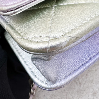 Chanel Classic Wallet on Chain WOC in 21K Iridescent Rainbow Calfskin and SHW