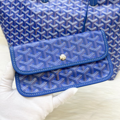 Goyard Saint Louis PM Tote in Blue Signature Goyardine Canvas