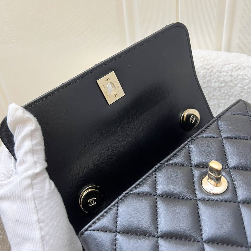 (July 2024 Receipt) Chanel Top Handle Mini Trendy CC Flap in Black Lambskin and LGHW