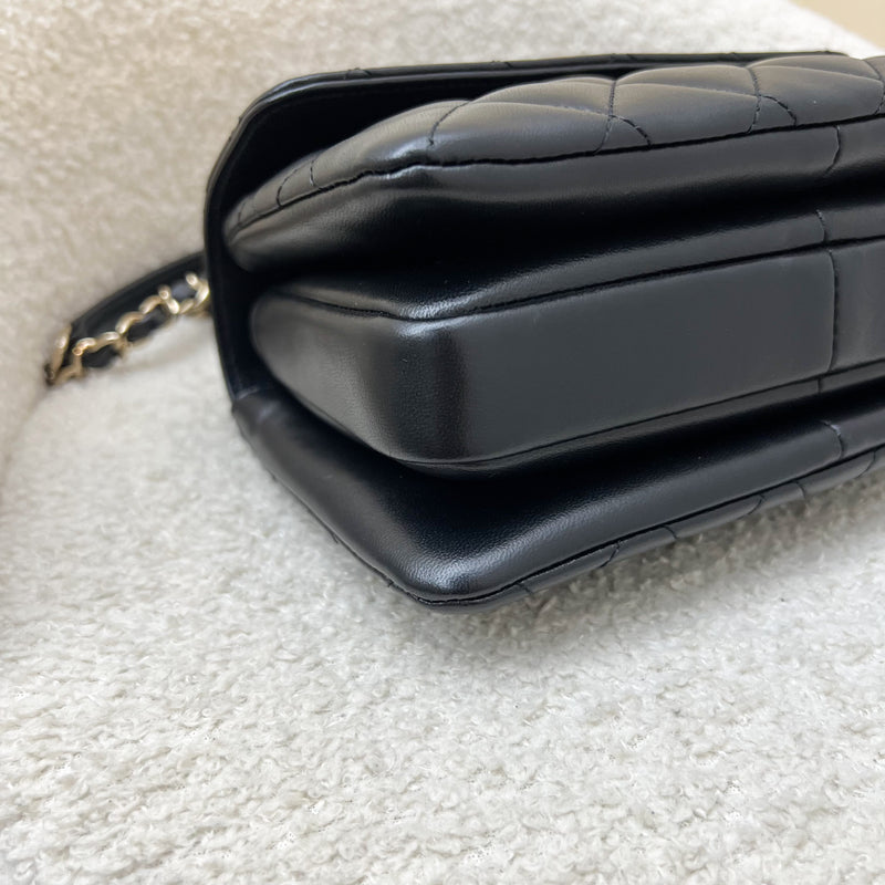 (July 2024 Receipt) Chanel Top Handle Mini Trendy CC Flap in Black Lambskin and LGHW