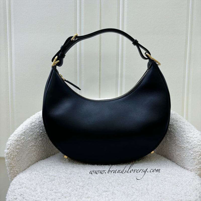 Fendi Medium Fendigraphy Hobo Bag in Black Calfskin and GHW