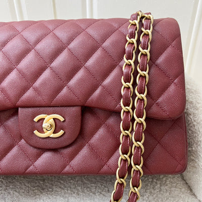 Chanel Classic Jumbo Double Flap in 18C Burgundy Dark Red Iridescent Caviar and AGHW