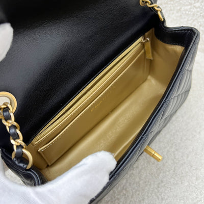 Chanel 22S Pearl Crush Mini Rectangle Flap in Black Lambskin and AGHW