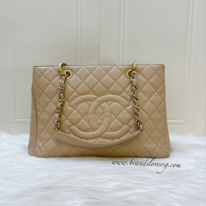 Chanel Grand Shopping Tote GST in Beige Caviar and GHW