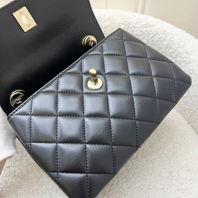 (July 2024 Receipt) Chanel Top Handle Mini Trendy CC Flap in Black Lambskin and LGHW