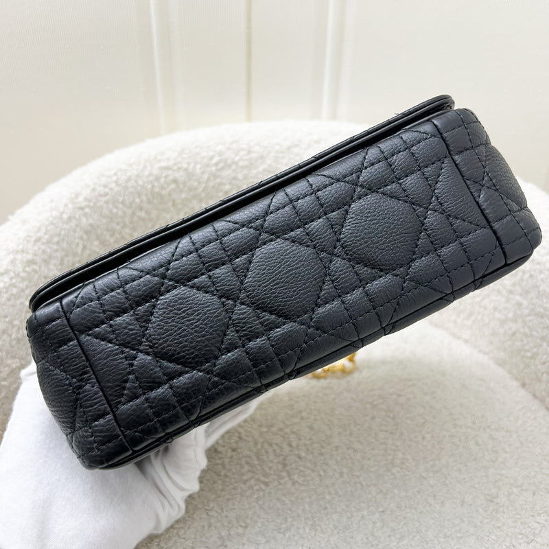 Dior Small Caro Flap Bag in Black Grained Calfskin and GHW