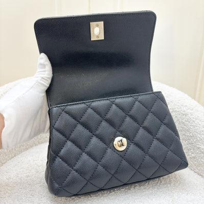 Chanel Mini 19cm Coco Handle Flap in Black Caviar and LGHW