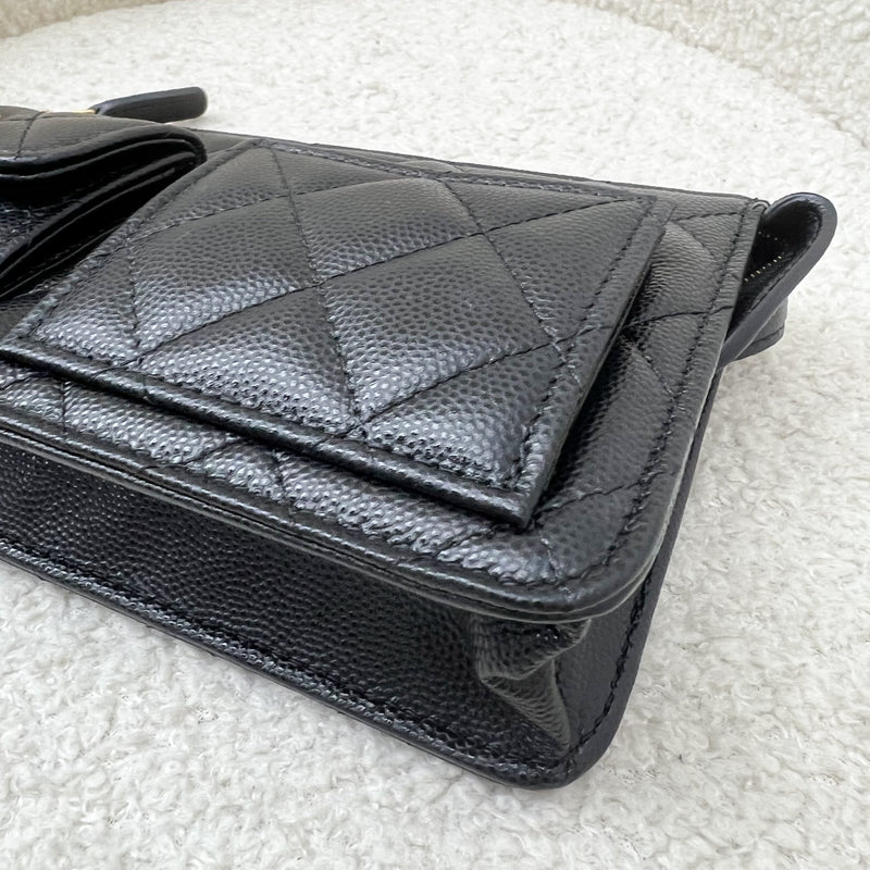 Chanel Wristlet Clutch in Black Caviar and GHW