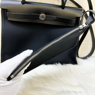 Hermes Herbag Zip 31 Sellier in Black Canvas, Black Leather and PHW