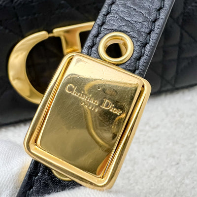 Dior Small Caro Flap Bag in Black Grained Calfskin and GHW