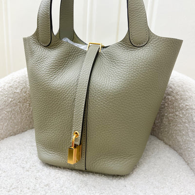 Hermes Picotin 18 in Sage Clemence Leather and GHW