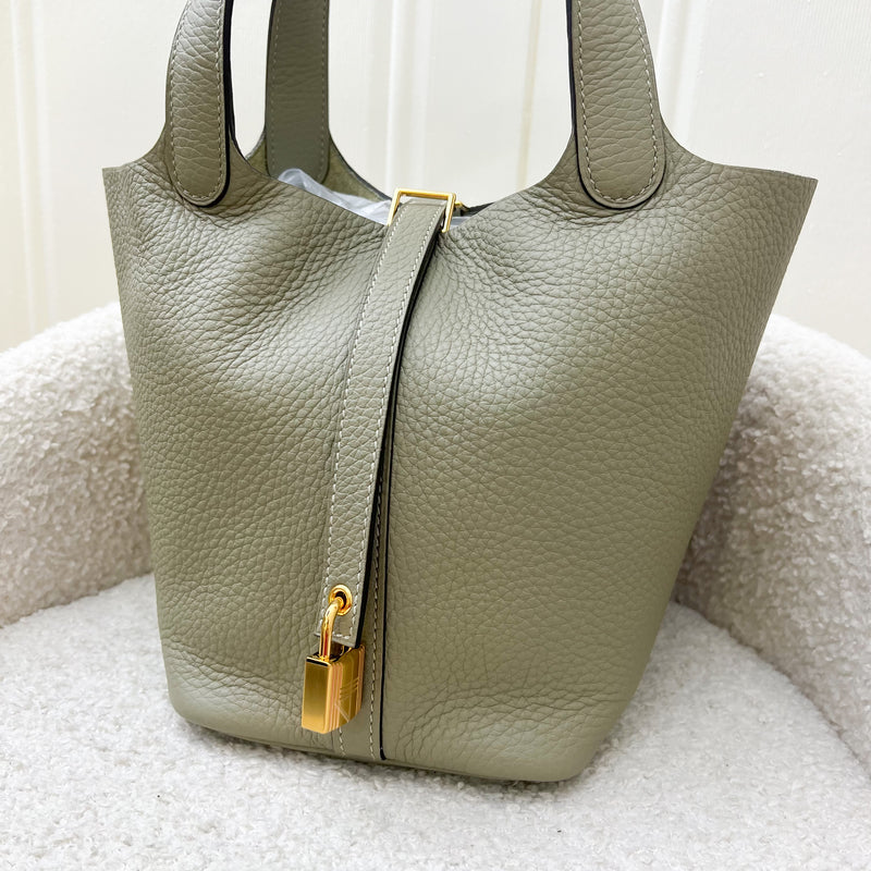 Hermes Picotin 18 in Sage Clemence Leather and GHW