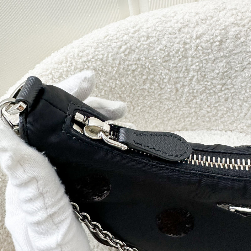 Prada Re-Edition 2005 Shoulder Bag in Black Nylon, Sequins and SHW