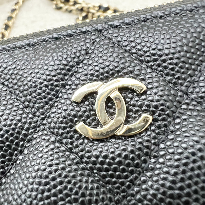 Chanel Clutch on Chain / WOC / Phone Holder in Black Caviar and LGHW