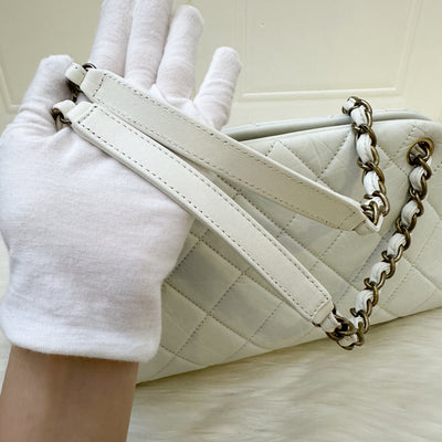 Chanel Just Mademoiselle Bowling Bag in White Calfskin and AGHW