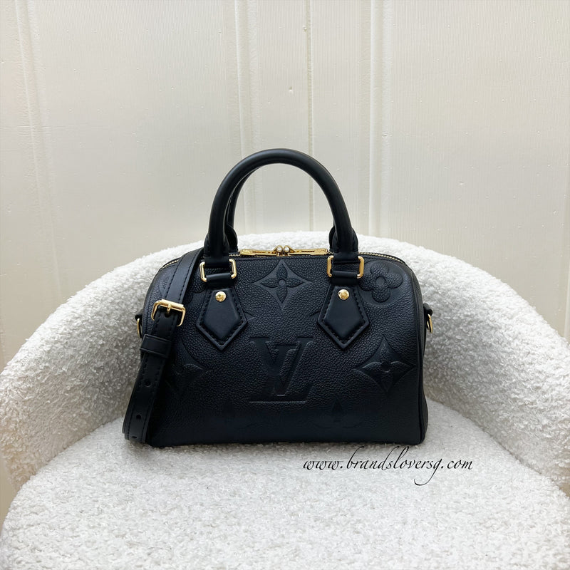 LV Speedy Bandouliere 20 in Black Giant Monogram Empreinte Leather and GHW