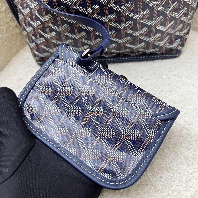 Goyard Mini Anjou Tote in Navy Goyardine Canvas with Navy Trim