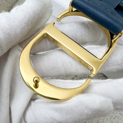 Dior CD Belt in Blue Leather and GHW