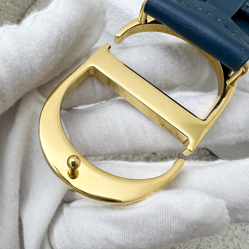 Dior CD Belt in Blue Leather and GHW