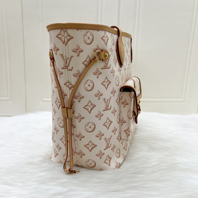 LV Neverfull MM with Front Pocket in Beige Clair Monogram Canvas and GHW (M20921)