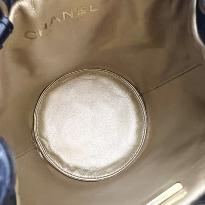 Chanel 22S New Pearl Crush Bucket Bag in Black Lambskin and AGHW