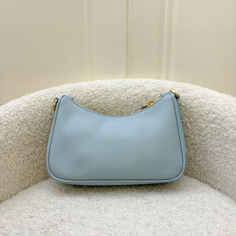 Prada Re-Edition Mini Bag in Baby Blue Saffiano Leather and GHW