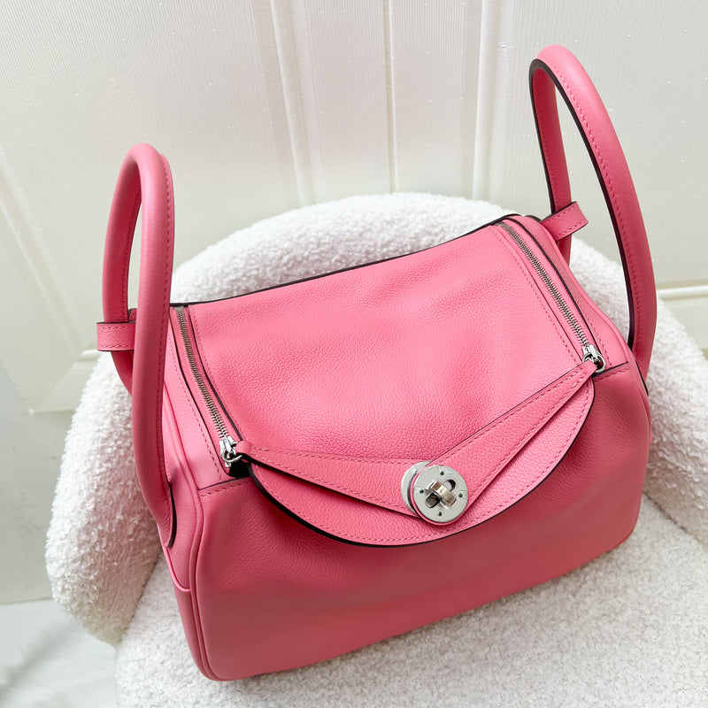 Hermes Lindy 26 in Rose Azalee Evercolor Leather and PHW