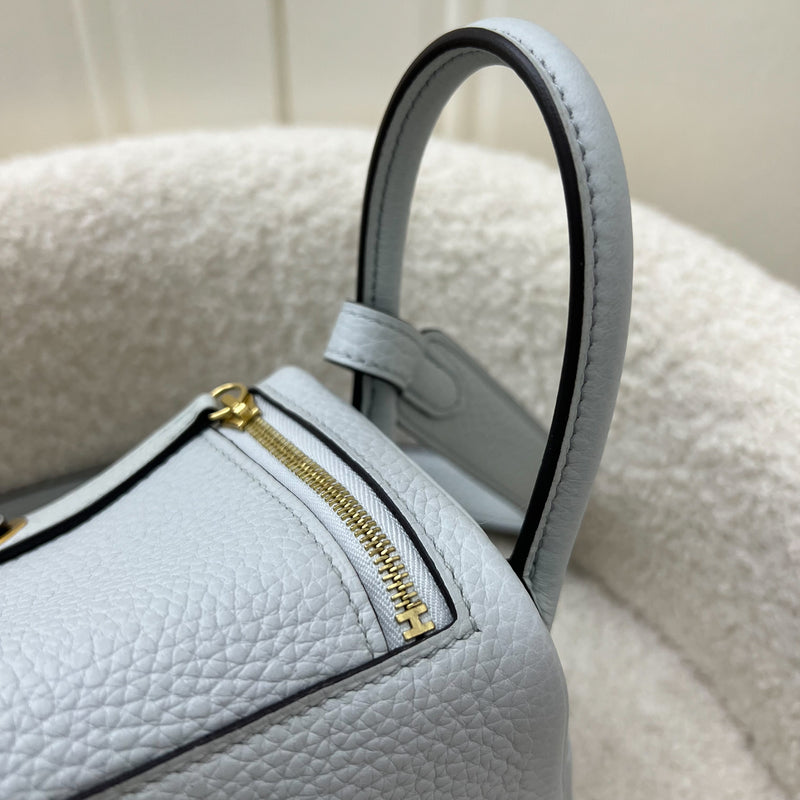 Hermes Mini Lindy in Bleu Pale Clemence Leather and GHW