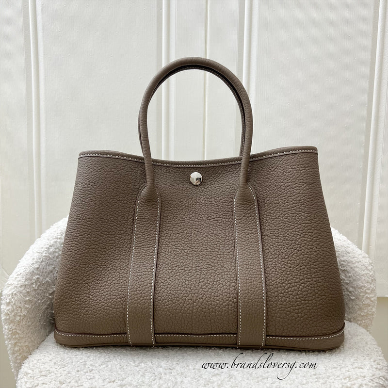 Hermes Garden Party 30 in Etoupe Clemence Leather and PHW