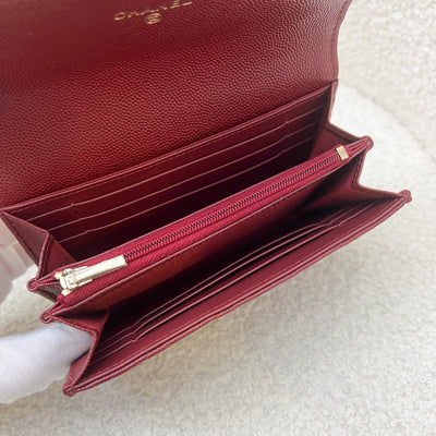 Chanel Classic Mid Length Medium Wallet in Red Caviar LGHW