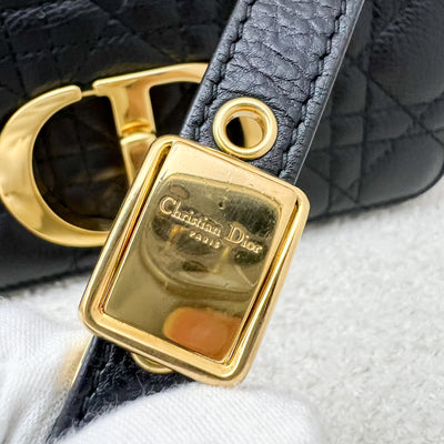 Dior Small Caro Flap Bag in Black Grained Calfskin and GHW