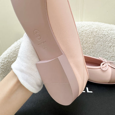 Chanel 23K Ballerina Flats in Pink Lambskin Size 37