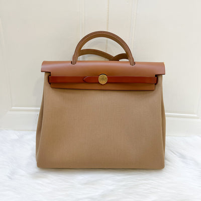 Hermes Herbag Zip 31 in Chai / Natural Sable / Fauve / Cuivre Canvas and Leather and GHW