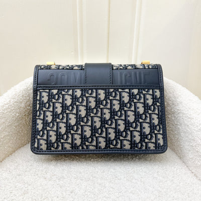 Dior 30 Montaigne Flap Bag in Dark Blue Oblique Canvas GHW